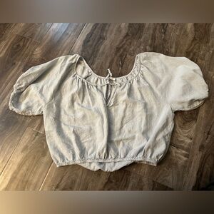 Powder blue linen cottage core top in small from Aritzia